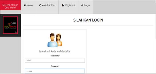 Halaman Registrasi Halaman registrasi publik ini sebagai tempat mendaftar user agar dapat melakukan