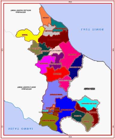 Letak Geografis Kabupaten Belu Secara geografis, kabupaten Belu terletak pada koordinat 124 0-126 0 lintang selatan.