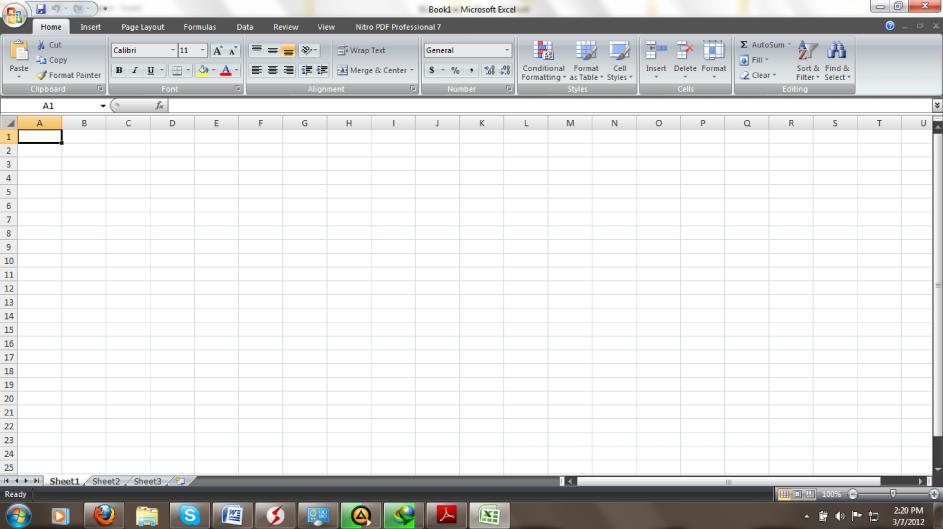Setelah kita membuka Excel, tampilan layar monitor akan seperti gambar berikut 3. Buatlah file Daftar Gaji di bawah ini 4.
