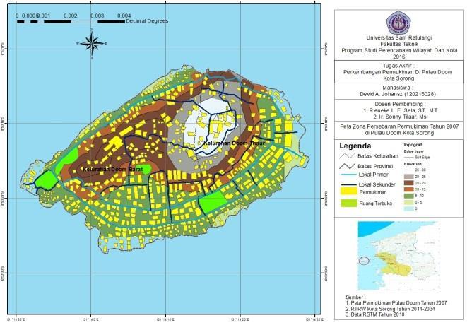 tahun mengalami perkembangan dan arah perkembangan permukiman di Pulau Doom Kota Sorong lebih dominan berkembang kearah pesisir dan cenderung kearah laut di bagian kelurahan doom barat dibandingkan