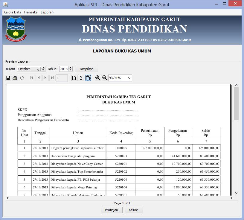 ISSN : 2302-7312 Vol. 01 No. 1 2013 untuk memilih tanggal transaksi. Selain itu pada keadaan default tanggal akan terisi sesuai dengan tanggal yang terpasang pada komputer.