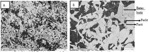 Gambar 6 dan 7 menunjukkan struktur mikro pada bagian eksternal flange yang tidak dan bagian internal flange yang tidak.