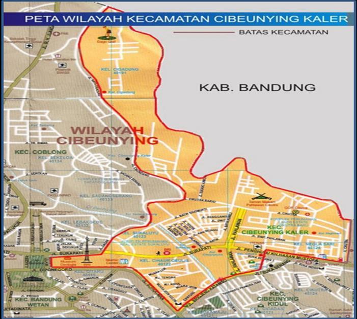 1.2. Gambaran Umum Kecamatan Kecamatan Cibeunying Kaler dibentuk berdasarkan pada PP Nomor 16 Tahun 1987 Tentang Perubahan Batas Wilayah Kotamadya Daerah Tingkat II Bandung dan Kabupaten Daerah