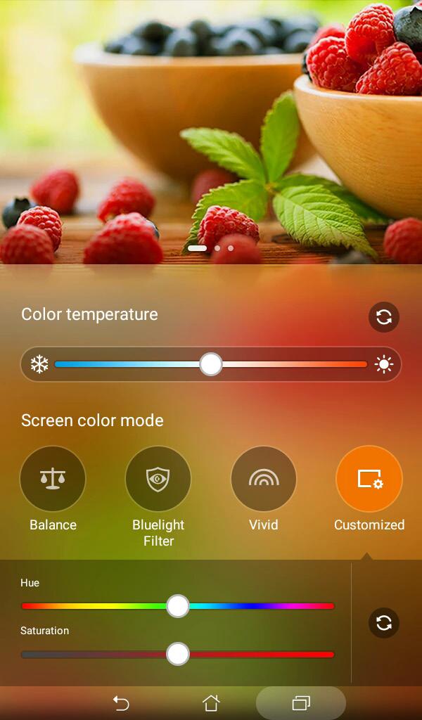 Mode Kustom Mode ini memungkinkan Anda menyesuaikan tampilan layar berdasarkan suhu warna, rona warna, dan saturasi sesuai keinginan.