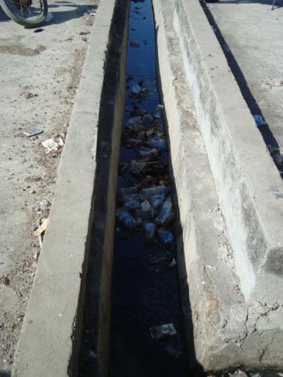 Terdapat banyak sampah di saluran limbah air ini sehingga mengakibatkan saluran terhambat dan mengeluarkan bau tidak sedap (Gambar 34). Gambar 34 Drainase TPI 5.