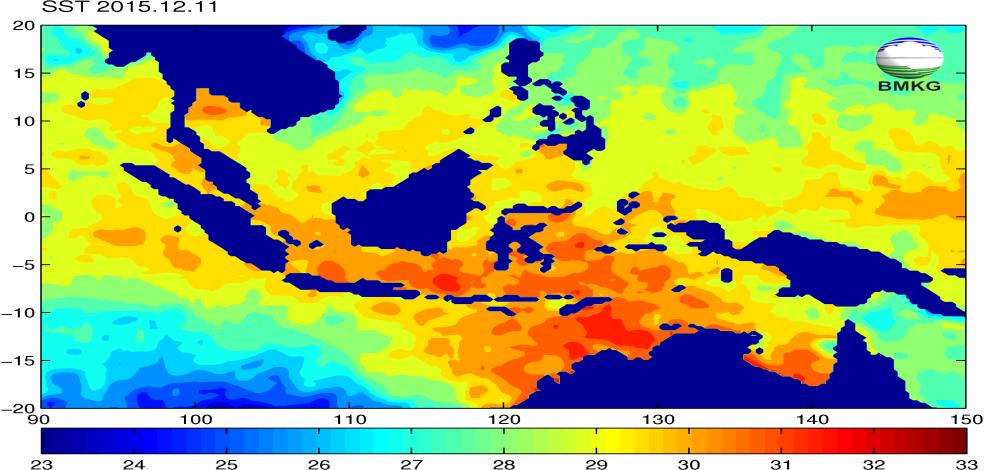 Suhu Muka Laut (SML) Nilai anomali suhu muka laut 3 (tiga) hari sebelum kejadian banjir digunakan untuk melihat ketersedian uap air disekitar lokasi, yakni dari tanggal 11