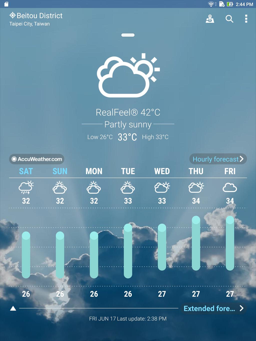 Cuaca dan Waktu Cuaca Dapatkan informasi terbaru tentang cuaca secara real-time langsung dari Tablet ASUS menggunakan aplikasi cuaca.