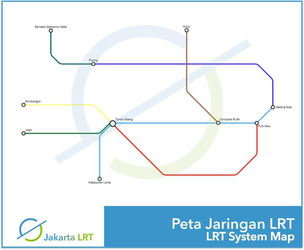 RENCANA LOKASI 7 RUTE LRT JAKARTA Bandara Soetta Anc ol Pesing Kembanga