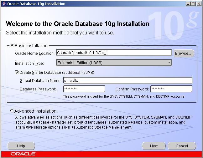 Instalasi Database Oracle 10g Instalasi database dilakukan setelah operating sistem windows terinstal di komputer, instal dapat dilakukan lewat CD atau dari hardisk.