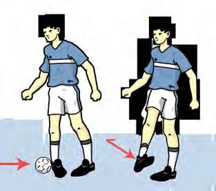 a) Berdiri menghadap arah gerakan bola. b) Letakkan kaki tumpu di samping bola.