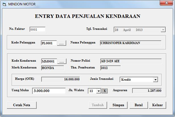 5. Form Entry Data Transaksi 6.