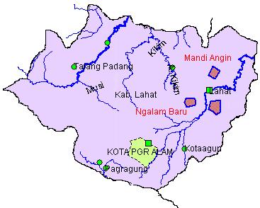 45 0 BT, luas daerah hukum kabupaten Lahat adalah 6.618,27 km 2 dan batas wilayah hukum Kabupaten Lahat adalah : - Sebelah Utara : Kab. Muara Enim dan Kab.