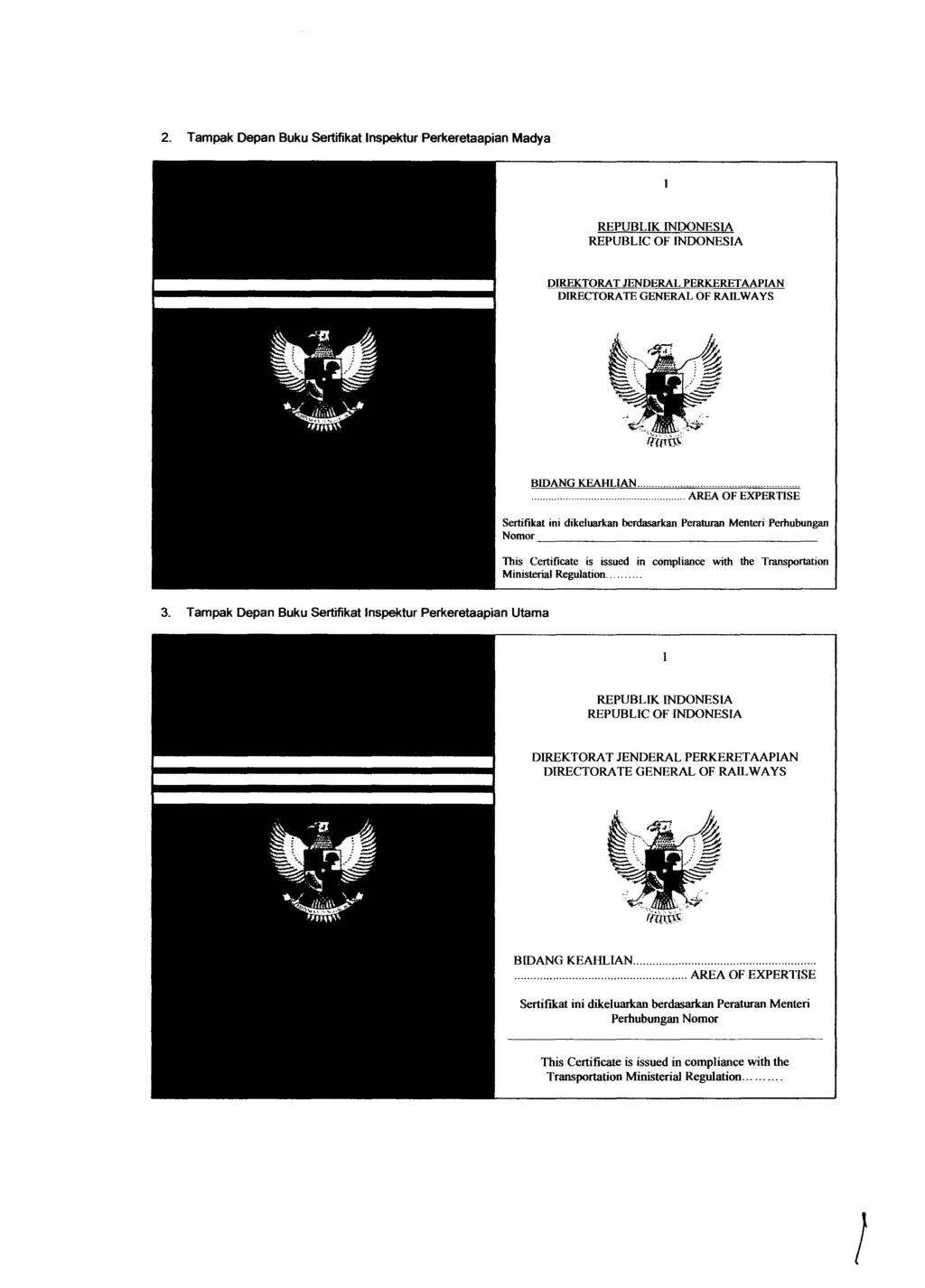 REPUBLIK INDONESIA REPUBLIC OF INDONESIA DIREKTORA T JENDERAL PERKERETAAPIAN DIRECTORATE GENERAL OF RAILWAYS BIDANG KEAHLlAN.