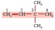 - nama rantai induk (alkena) 2-metil-1-propena 3,3-dimetil-1-butena 1,3-pentadiena 2-metil-1,3-pentadiena Latihan 3 1. Tentukan nama IUPAC senyawa alkena berikut: a. b. c. d. e. 2. Gambarkan rumus bangun senyawa alkena berikut: a.