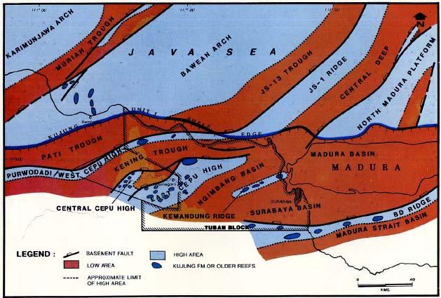 Daerah penelitian Gambar 2. 2 Konfigurasi batuan dasar, daerah penelitian masuk ke dalam Kening Trough (Ardhana, 1993) 2.