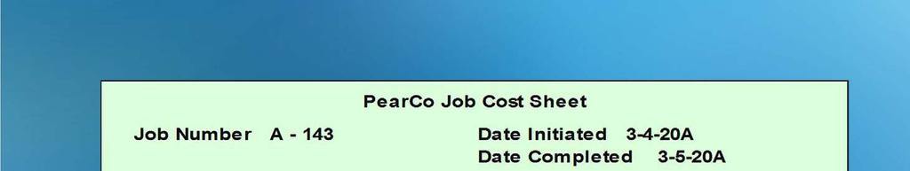 Job Cost Sheet Recording