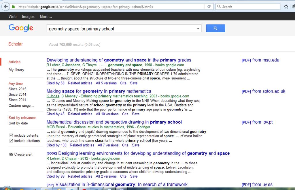 SD Kelas Awal KK I 1) Masuklah ke Google Scholar, ketikkan alamatnya di http://scholar.google.com. Gambar 77.