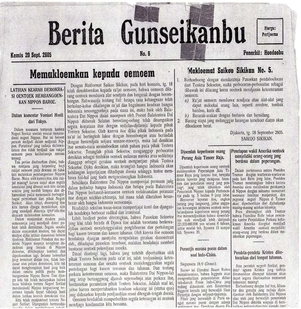 Lampiran 6: Merupakan surat kabar yang terbit pada masa Jepang. Surat kabar ini terbit pada tahun 1943 dan dibawah pengawasan berita Tapanuli Sinbun.