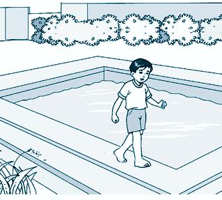 Gambar 9.14 Berenang di kolam dangkal Pelampung bisa membantu tetap mengapung.
