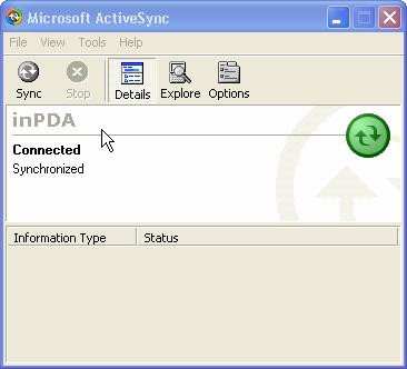 Gambar 1.5 Microsoft Active Sync Dengan menggunakan program Microsoft ActiveSync, kita dapat meng copy data dari PDA ke komputer desktop atau sebaliknya.