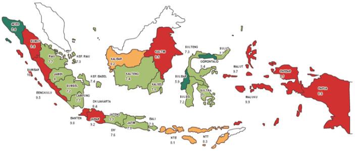 Perkembangan Makroekonomi dan Moneter Terkini Gambar 2.2 Peta Inflasi Daerah Triwulan III 2013 Grafik 2.28 Suku Bunga KMK, KI dan KK Grafik 2.