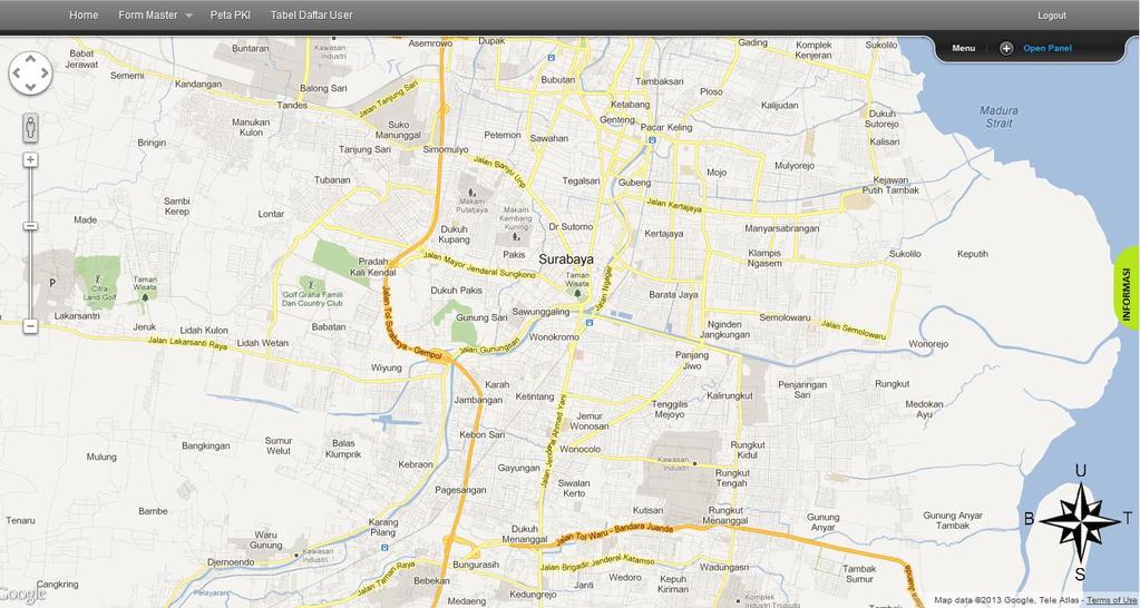 117 4.3.14 Halaman Peta PKL Halaman ini merupakan halaman yang menampilkan peta PKL yang menggunakan Google Maps.