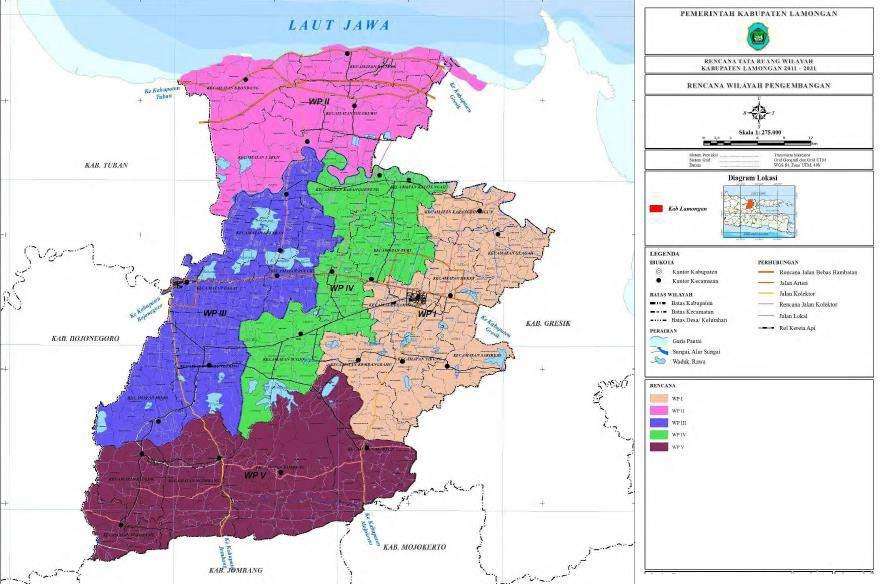 Gambar V.8 Rencana Tata Ruang Wilayah Kabupaten Lamongan tahun 2011-2031 (Sumber : Pemerintah Kabupaten Lamongan, 2012) Pada Gambar V.
