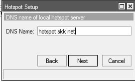 88 Gambar 4.19 Tampilan Hotspot Setup Set DNS Name Masukkan DNS Name sebagai alamat dari hotspot login. DNS Name merupakan alamat dari halaman hotspot login.