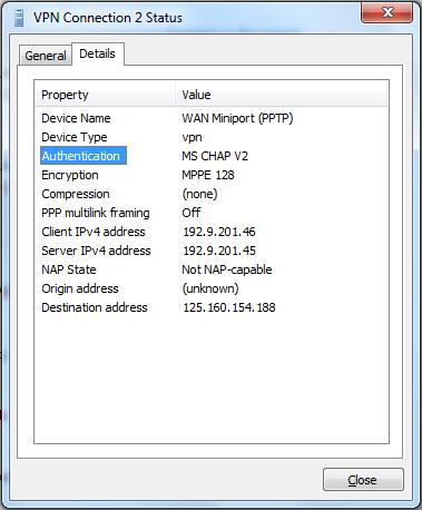 128 Gambar 4.24 Tampilan status koneksi antara client VPN dan server VPN 4.5.