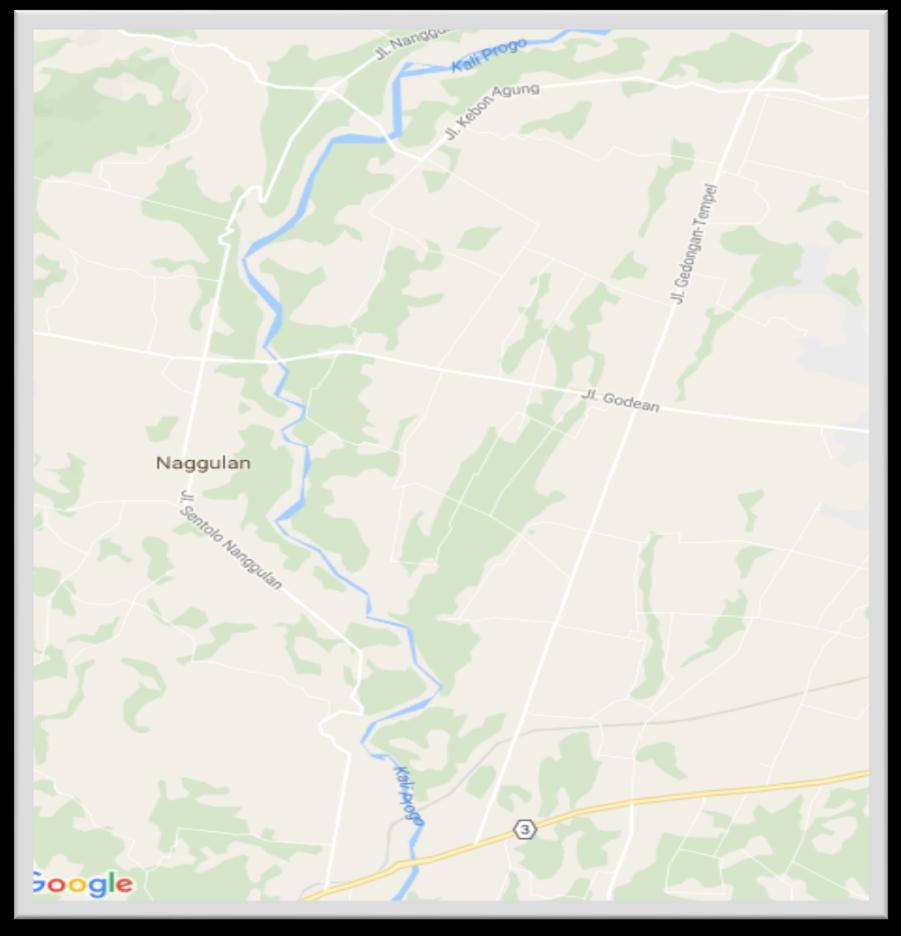 25 b) Peta Sungai Progo Peta Sungai Progo berfungsi untuk menandai lokasi penambangan. Peta didapatkan dari Google Maps. Gambar 4.
