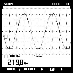 sudut phasa pada sumber tegangan 220V. Ditunjukkan oleh Gambar 7. Sedangkan pada Gambar 8, terdapat gelombang input AC 220V dengan sinyal trigger.