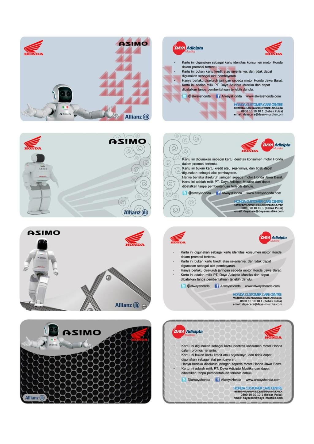 4.3.5 Final Art Work Beberapa Alternatif Desain ID Card Honda versi robot ASIMO Gbr.4.4.