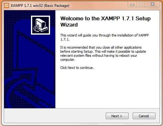 Cara Install Xampp di Windows a) Siapkan terlebih dahulu installer XAMPP, atau bisa download di www.apachefriend.org. kemudian jalankan installer dengan klik dua kali file installer XAMPP tersebut.