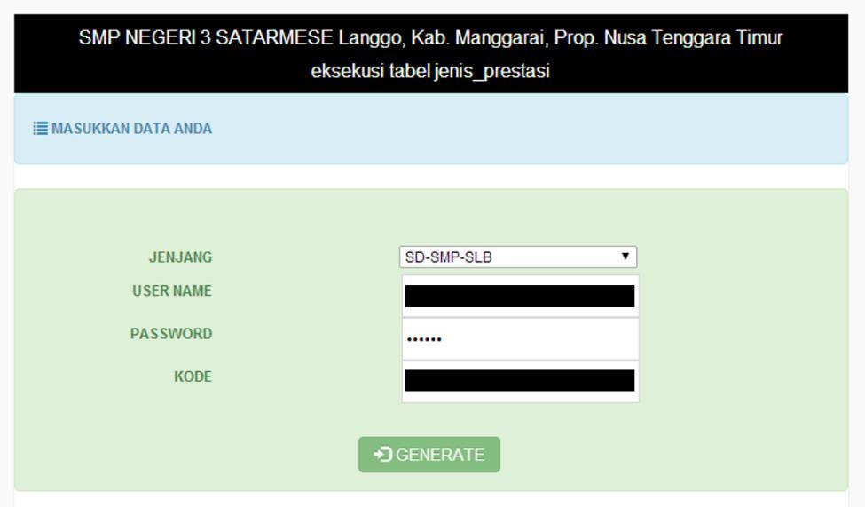 Username dan password yang digunakan untuk mengunduh prefill adalah yang terdaftar terakhir dan tersimpan di server Pusat.