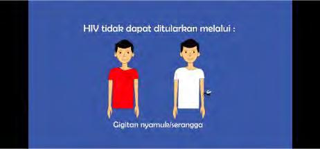 Menggunakan background biru untuk memberikan tanda pengetahuan/informasi penting. Ikon orang memakai baju merah digunakan sebagai simbol orang yang terkena hiv.
