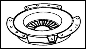 pelat tekan berbentuk bulat dan diameternya hampir sama dengan diameter plat kopling.