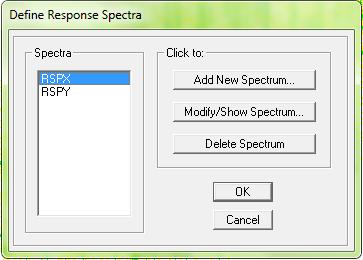 80 b. Setelah mengeklik Respone Spectrum Spectra, kemudian akan muncul kotak dialog Define Respone Spectra lalu klik Add New Spectrum untuk membuat pengaturan baru untuk data data gempa pada wilayah