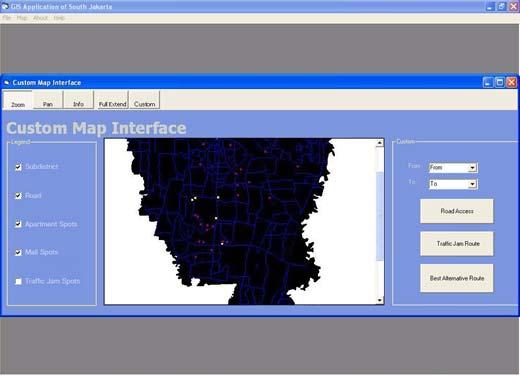 101 Gambar 4.9 Tampilan Layar Custom Map Interface - Zoom Menu Custom Map Interface akan langsung menampilkan layar Custom Map Interface dengan zoom sebagai tool yang aktif.