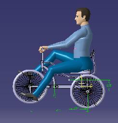 Gambar 4.61 Posisi titik berat sepeda konsep 3 Artinya sepeda rancangan konsep 3 membutuhkan jalan minimal selebar 2,72 m untuk bisa berputar arah.