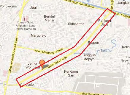 LOKASI PENELITIAN Jalan Jemur Sari (3,7 km) Jalur A: antara Jalan Jemur Andayani