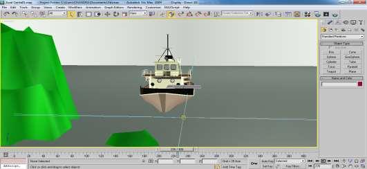 35 Gambar III.10. Hasil Penggabungan Objek III.4.2.3. Membuat Objek Perahu Karet 1. Buat bagian lautan dengan Create > Standard Primitives > Box. 2.