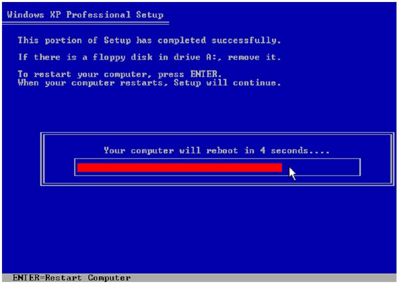 Pada Windows XP Professional Setup Restart Computer tunggu.