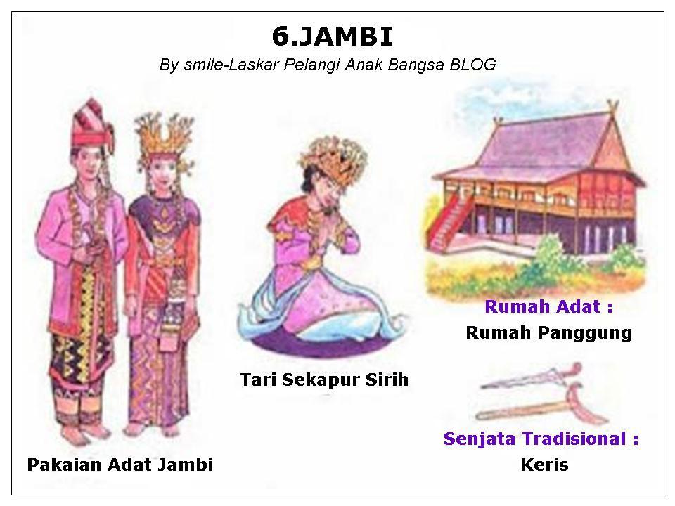 6 6.Provinsi Jambi Ibukota nya adalah Jambi Makanan Khas Daerah Tempoyak, Gulai Rebung Jambi, Putri Kandis Pelangi, dll.