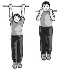 Lakukan gerakan pushup hingga delapan hitungan. Gambar 5.15 Latihan kekuatan otot dada dan lengan 1. Gambar 5.16 Latihan kekuatan otot dada dan lengan 2. Gambar 5.17 Latihan kekuatan otot bahu dan lengan 3.