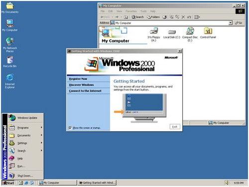 Windows 2000 Windows 2000 termasuk kedalam keluarga Windows NT. Dirilis pada 17 February 2000, Windows 2000 ini khusus dibuat untuk kalangan bisnis.