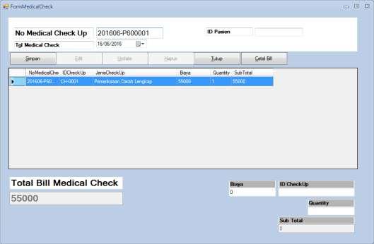 melakukan olah data Medikal Check Up pada sistem terlihat