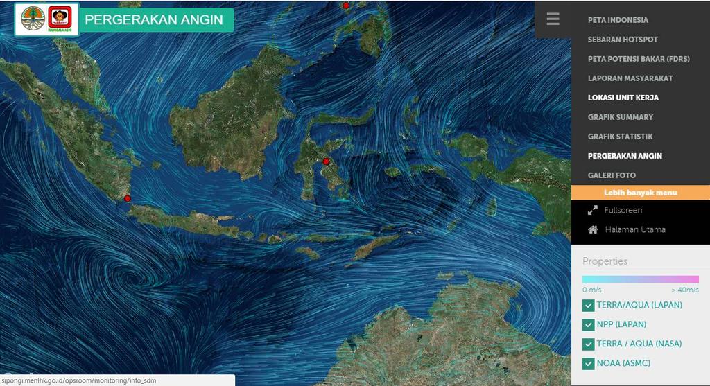 Peta sebaran hotspottanggal 24 uari2017 pukul 07.00 WIB: Sumber :http://sipongi.menlhk.go.id/opsroom/monitoring/pergerakan_angin 2. Monitoring Hotspot a.