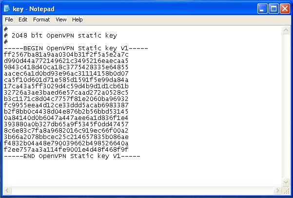 100 Ini adalah isi dari key.txt yang di generate oleh OpenVPN. File key.txt ini harus di copy ke client agar server dan client mempunyai key yang sama. Gambar 4.