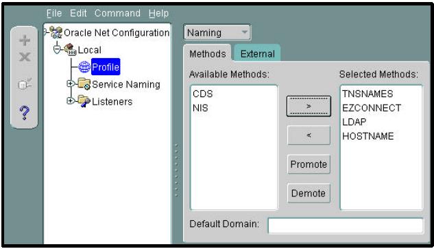 Memilih Penamaan Methods Oracle Net Manager mengkonfigurasi method-method names resolution suatu
