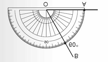 L. Membuat dan Mengukur Sudut dengan Penggaris Busur Impitkan pusat busur dengan titik sudut.